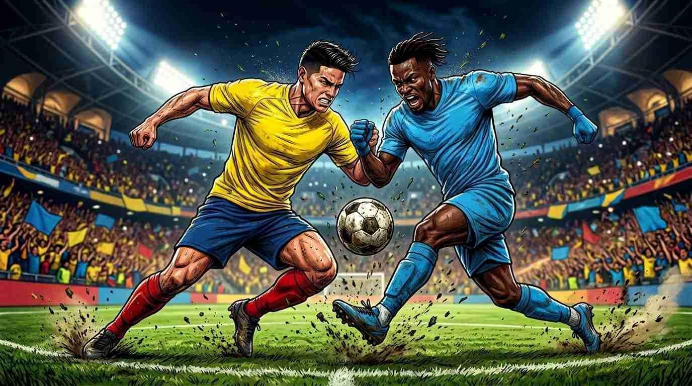 Colombia y RD Congo disputan un intenso duelo en un estadio lleno durante el Mundial 2026.