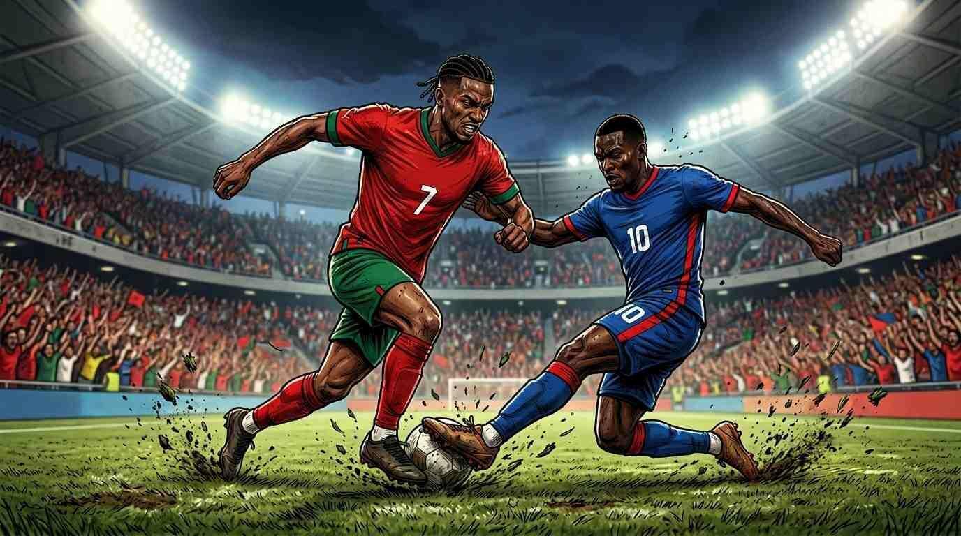 Marruecos y Haití luchan por el balón en un intenso duelo del Mundial 2026.