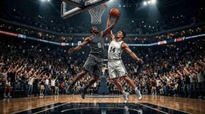 Jugadores disputan una jugada clave durante el Juego 3 de las Finales de la NBA.