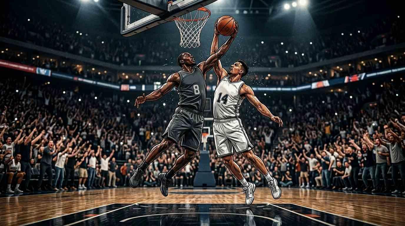 Jugadores disputan una jugada clave durante el Juego 3 de las Finales de la NBA.
