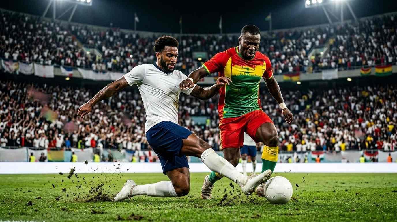 Inglaterra y Ghana disputan un balón en un intenso partido del Mundial 2026.