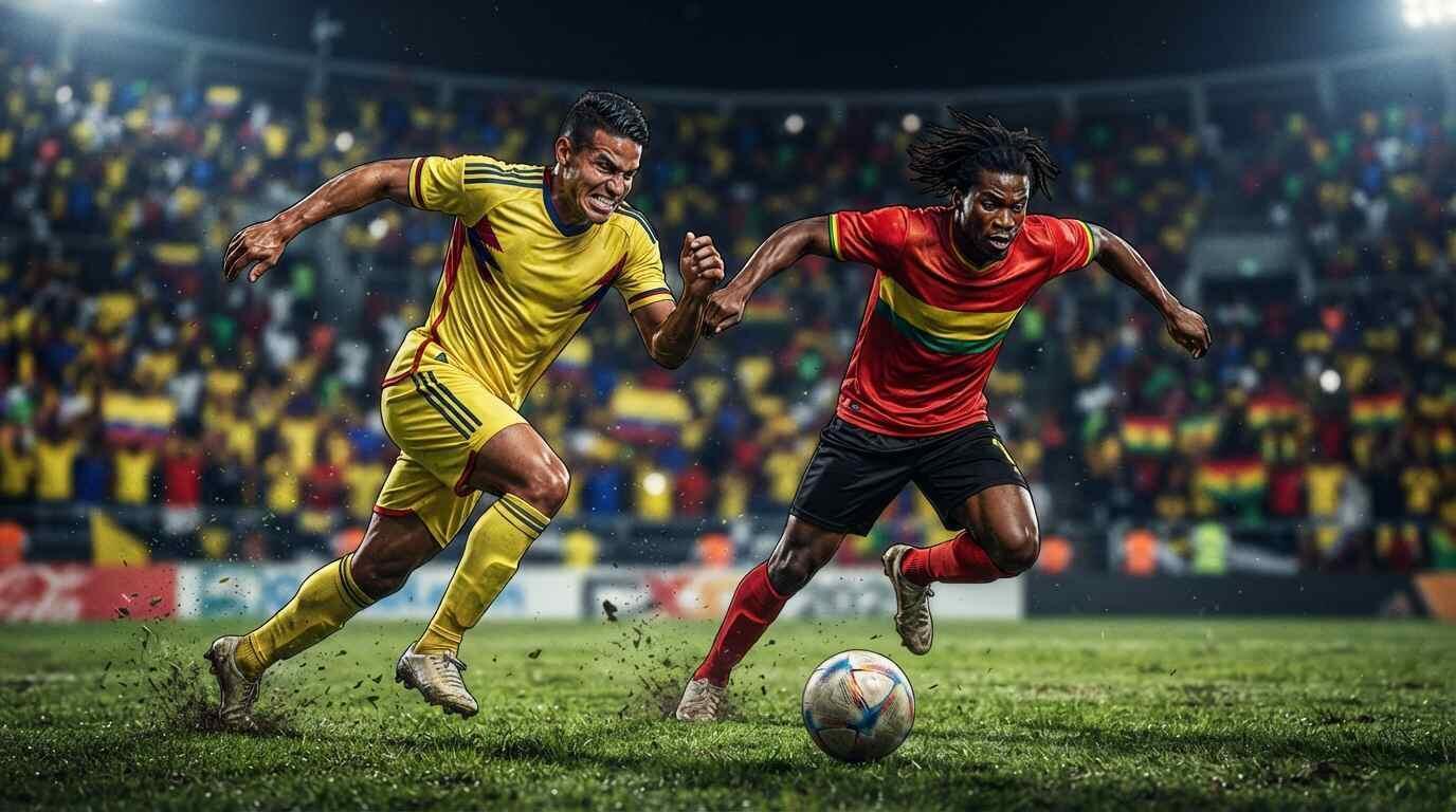 Colombia y Ghana disputan el balón en un intenso duelo del Mundial FIFA 2026.