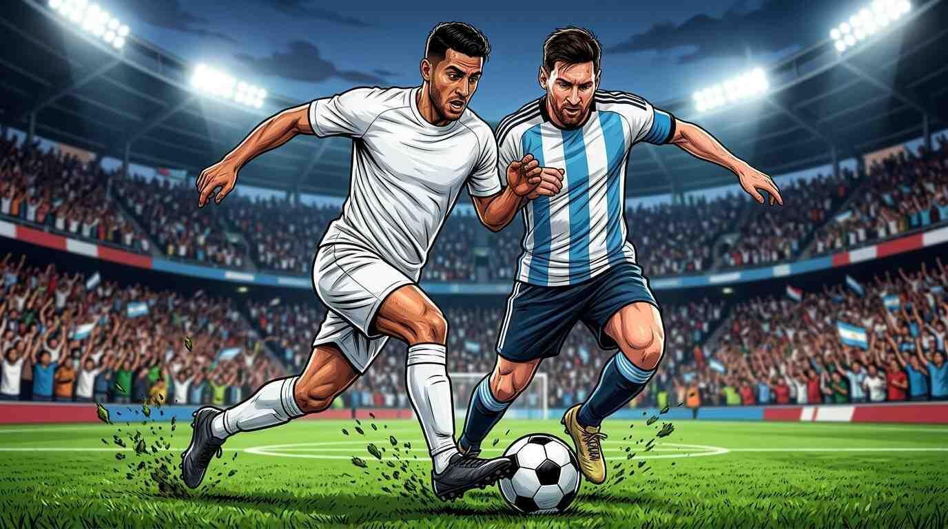 Jordania y Argentina disputan el balón en una jugada intensa durante el Mundial 2026.