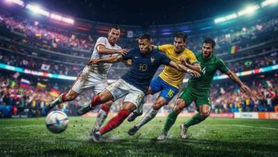 Jugadores disputan el balón en un estadio lleno durante el Mundial 2026.